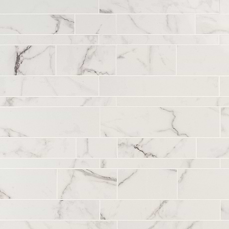 DreamStone Statuario Venato White Railroad Polished Porcelain Mosaic