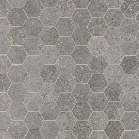New Rock Fossil Dark Gray 3" Hexagon Matte Porcelain Mosiac