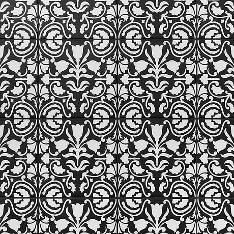 Elowynn Belle Midnight Black 8x8 Matte Porcelain Tile by Kravet
