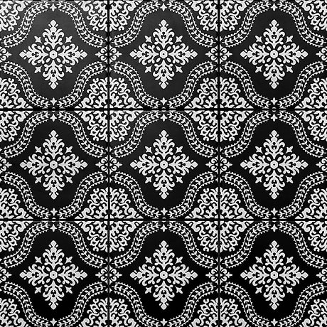 Elowynn Flora Midnight Black 8x8 Matte Porcelain Tile by Kravet