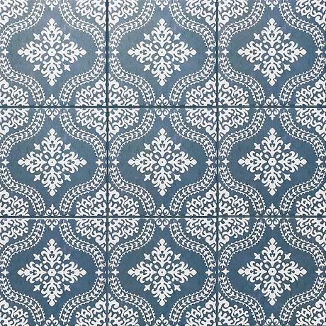 Elowynn Flora Marina Blue 8x8 Matte Porcelain Tile by Kravet