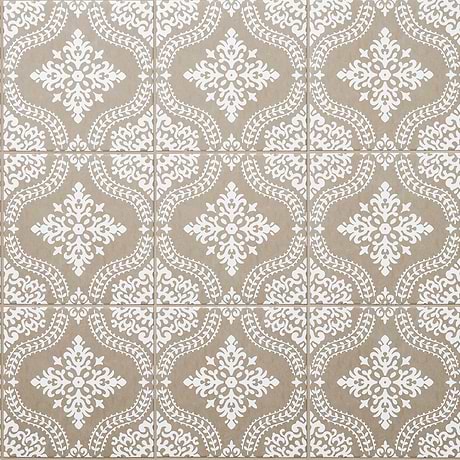 Elowynn Flora Sand Beige 8x8 Matte Porcelain Tile by Kravet