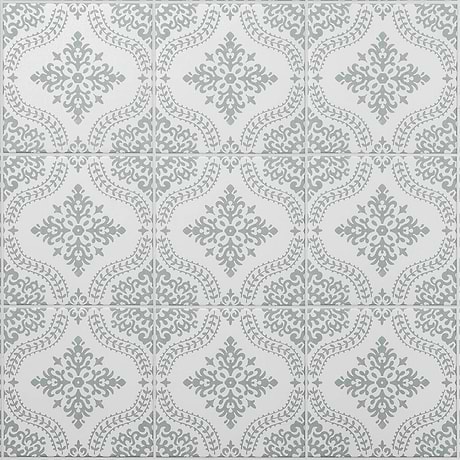 Elowynn Flora Salt White 8x8 Matte Porcelain Tile by Kravet