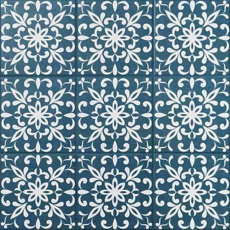 Elowynn Medallion Marina Blue 8x8 Matte Porcelain Tile by Kravet