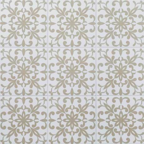 Elowynn Medallion Shell White 8x8 Matte Porcelain Tile by Kravet
