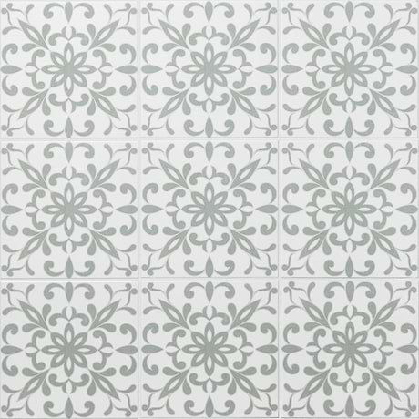Elowynn Medallion Salt White 8x8 Matte Porcelain Tile by Kravet