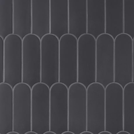 Parry Charcoal Black 3x8 Matte Fishscale Ceramic Tile