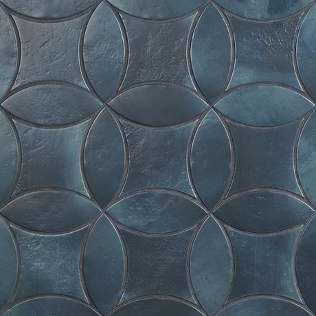 Raval Denim Blue 3x8 Petal and 6x6 Kite Matte Porcelain Tile