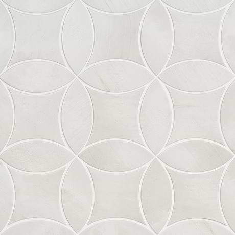 Raval White 3x8 Petal and 6x6 Kite Matte Porcelain Tile