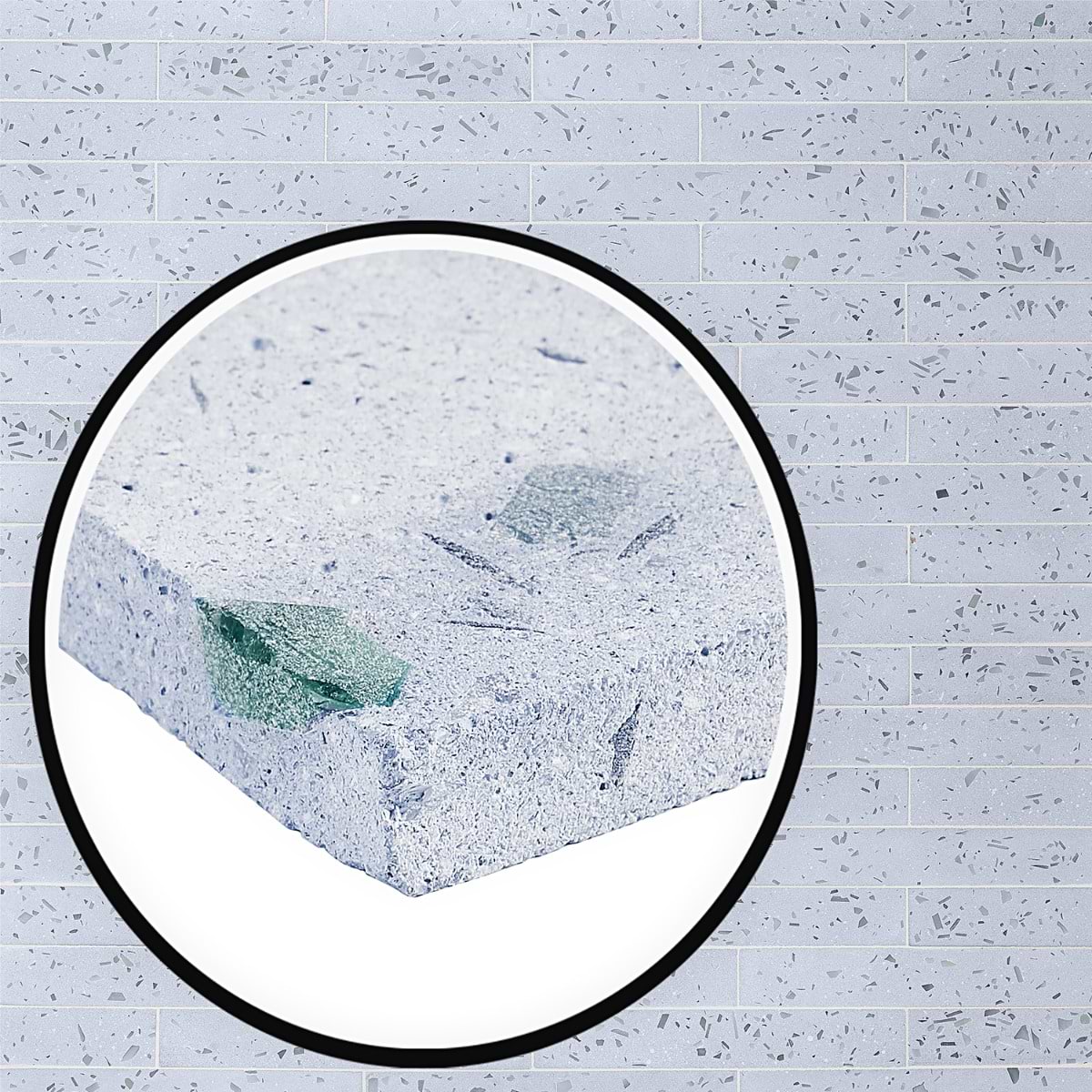 MANCALA Denim Blue 3x16 Matte Terrazzo Tile
