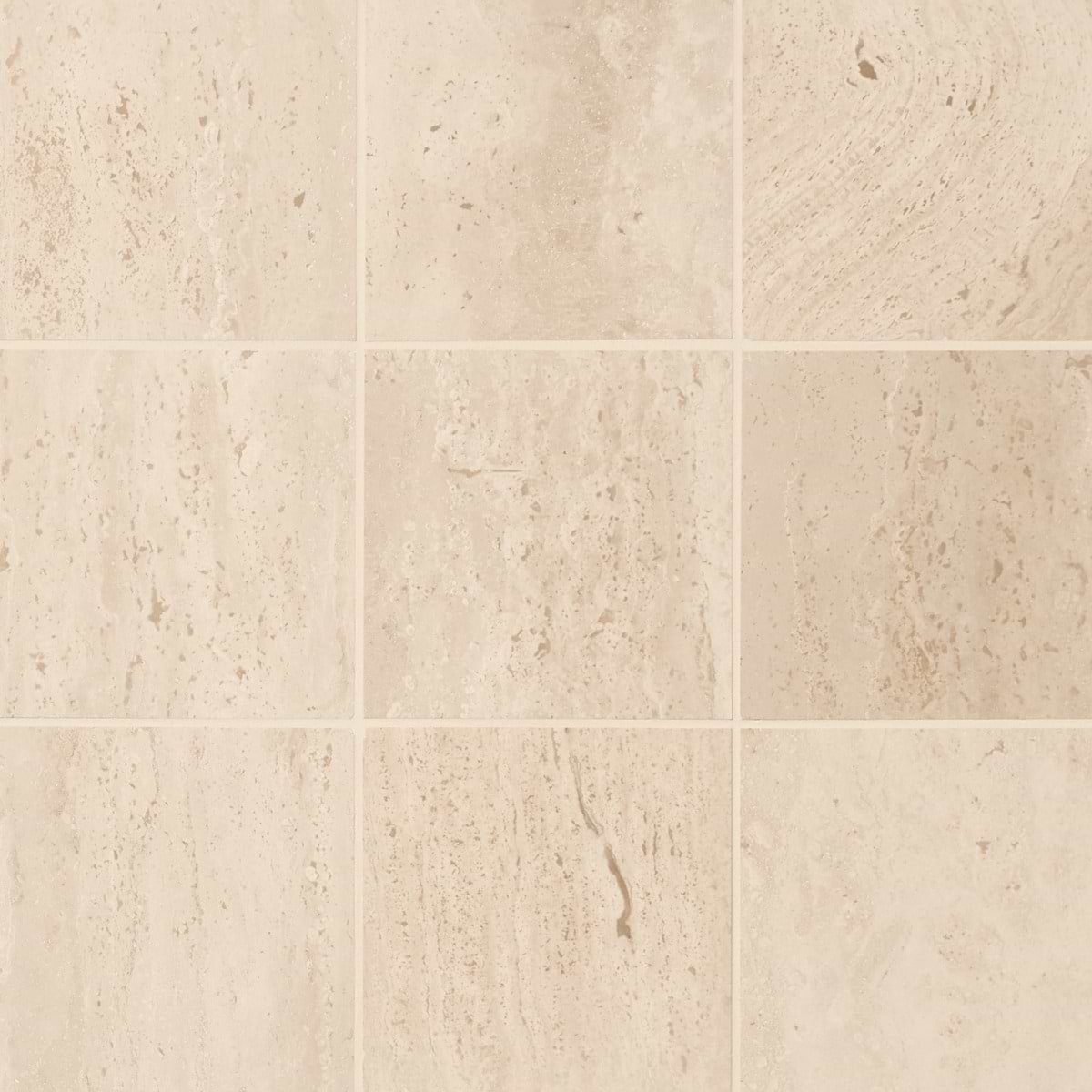 TRAVERTINE PREMIUM Ivory Travertine 6x6 Vein Cut Filled Honed Tile