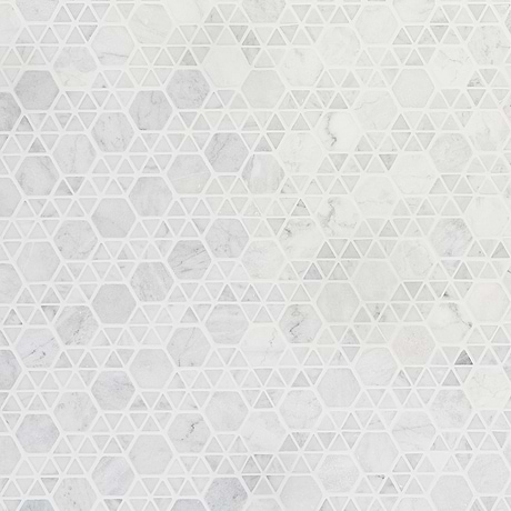 Aspekt Hex Carrara Hexagon White Marble Honed Mosaic Tile