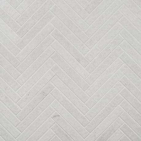 Velour Vanilla 1x6 Herringbone Leather Marble Mosaic Tile