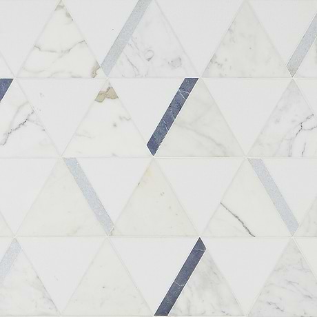 Tres  Calacatta Azul White 6x7 Polished Marble Mosaic