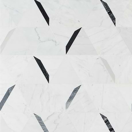 Tres Grigio White 5x6 Polished Marble Mosaic