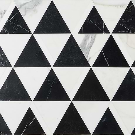 Tres  Gris Nero Black & White 6x7 Polished Marble Mosaic