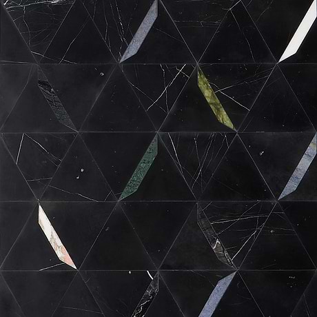 Tres Nero Gem Black 5x6 Polished Marble Mosaic