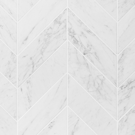 Bianco Carrara 3x12 Chevron Honed Marble Tile