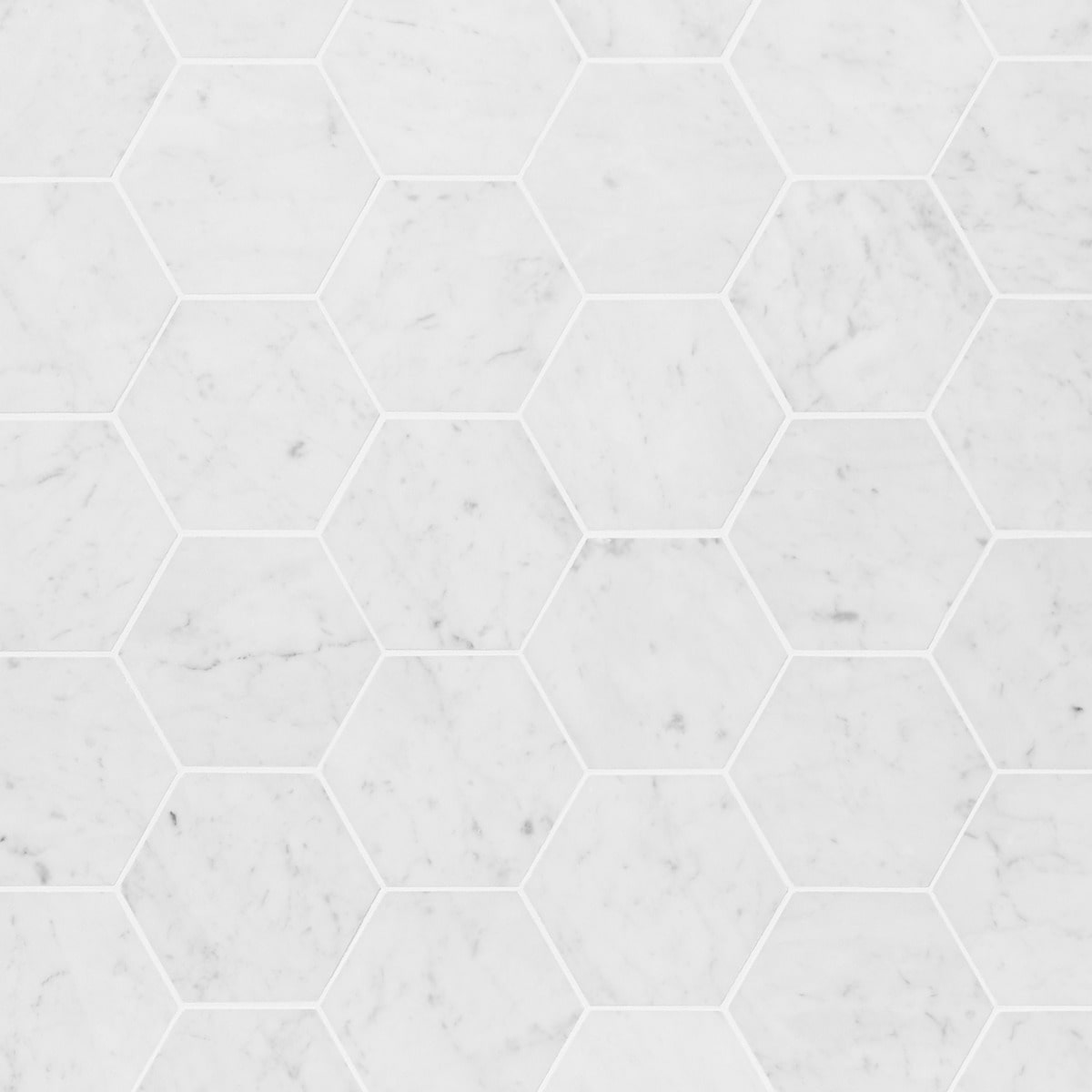 BIANCO CARRARA 4" Hexagon Honed Marble Mosaic Tile