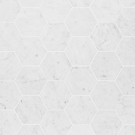 Bianco Carrara 4" Hexagon Honed Marble Mosaic Tile