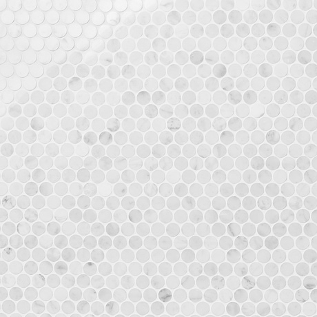 Bianco Carrara 1" Penny Round Polished Marble Mosaic Tile