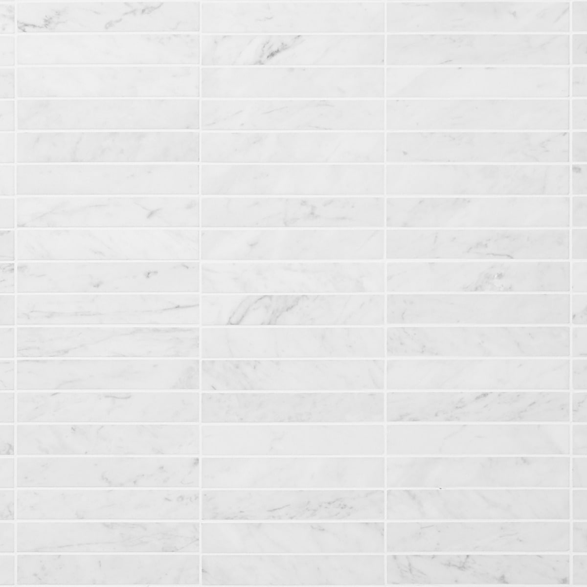 BIANCO CARRARA 1x6 Stacked Honed Marble Mosaic Tile
