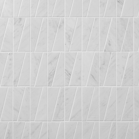 Velour Bianco Carrara 2x6 Trapezoid Leather Marble Mosaic Tile