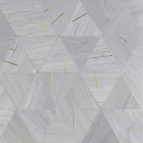 Ravi Gray 7x7 Polished Marble & Brass Mosaic