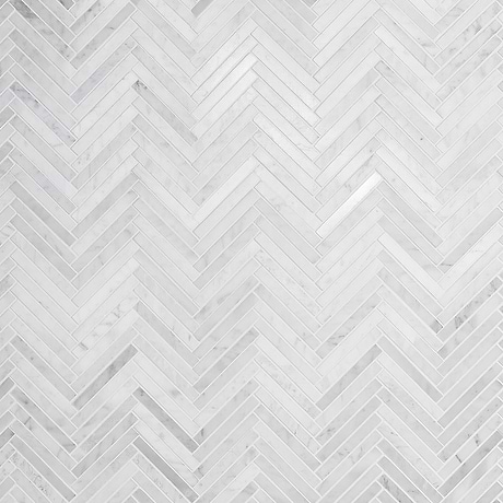 Carrara  White 1/2"x4" Herringbone Polished Marble Mosaic