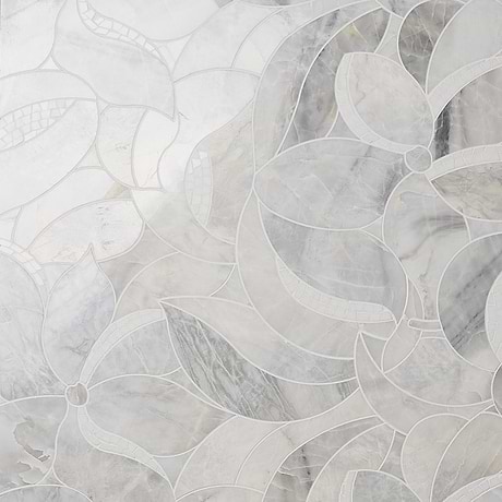 Raina Andes Gray Polished Waterjet Marble Mosaic Tile