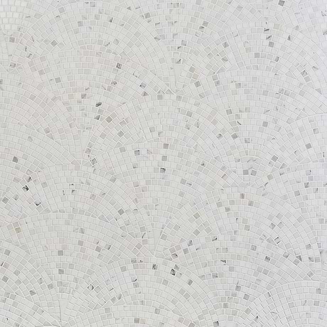Breeze Drift Calacatta Gold Micro Marble Fan Mosaic Tile