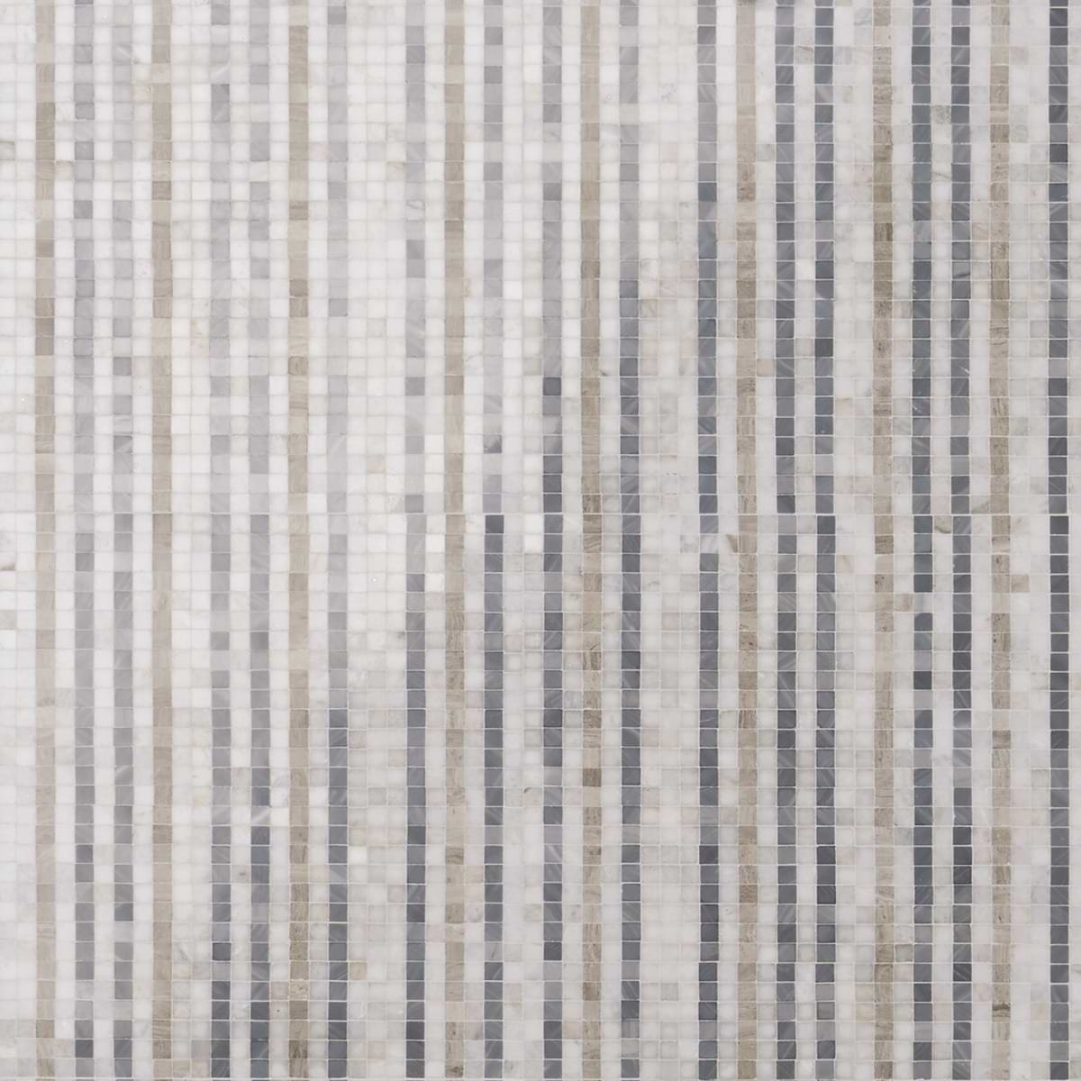MICROSAIC LINES Cloud Gray Polished Marble Mosaic