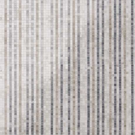 Microsaic Lines Cloud Gray Polished Marble Mosaic
