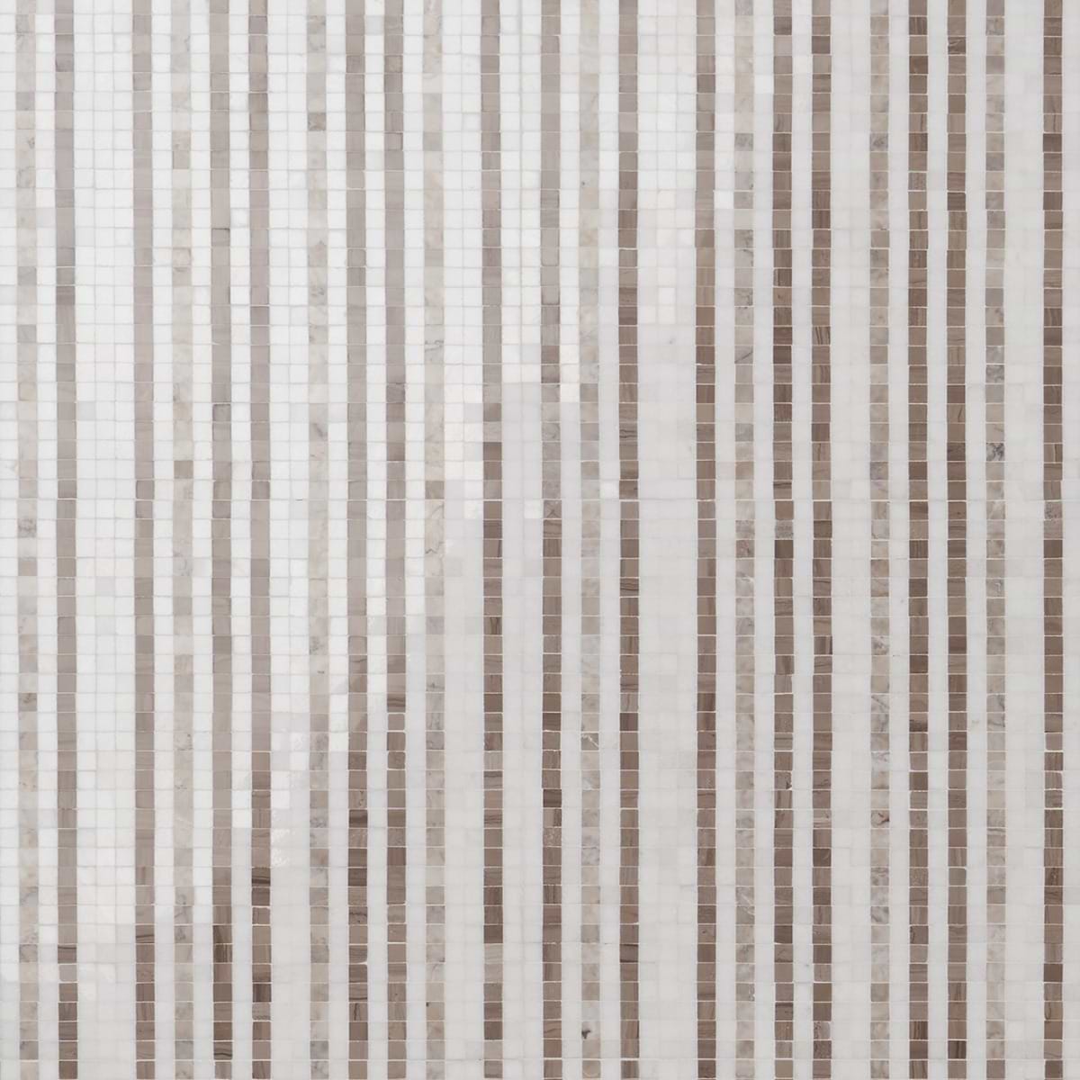 MICROSAIC LINES Storm Beige Polished Marble Mosaic