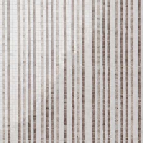 Microsaic Lines Storm Beige Polished Marble Mosaic