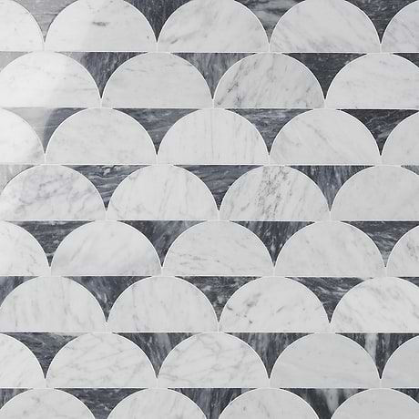 Moonrise Bardiglio Gray Polished Marble Waterjet Mosaic
