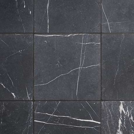 Avanti Nero Marquina Black 12x12 Tumbled Marble Tile