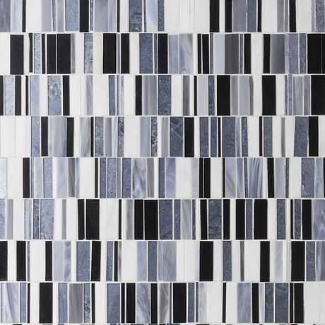 Bespoke Celestine Silver Stacked Polished Glass Mosaic
