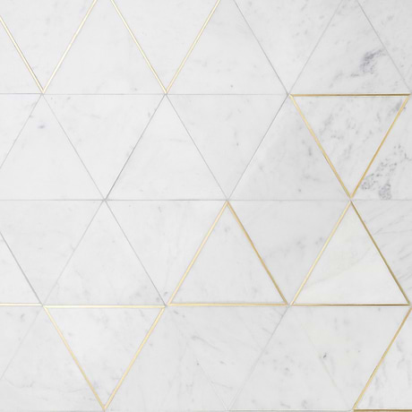 Verin Carrara Gray 6x6 Polished Marble & Brass Mosaic