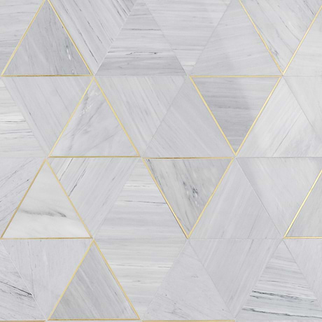 Verin Gray 6x6 Polished Marble & Brass Mosaic