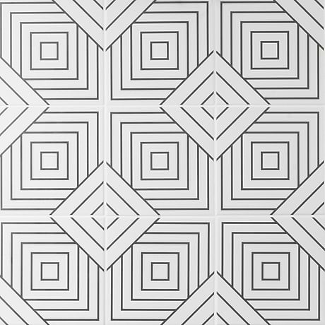 B2W Black & White Line Positive 8x8 Matte Porcelain Tile