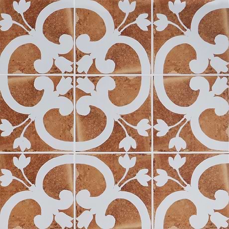 Mediterra Flora Terracotta 8x8 Matte Porcelain Tile by Angela Harris