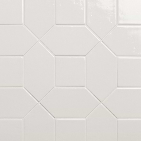 Morocco Blanco White 4x8 Glossy Picket and 4x4 Square Porcelain Tile
