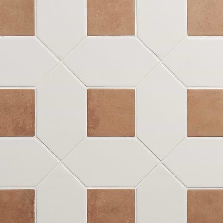 Morocco Blanco White 4x8 Glossy Picket and Terracotta 4x4 Matte Square Porcelain Tile