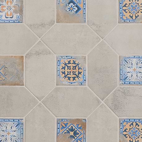 Morocco Dove Gray 4x8 Picket and Medina Multicolor 4x4 Square Matte Porcelain Tile