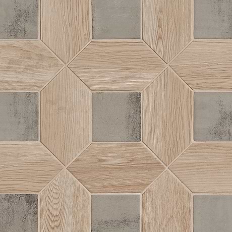 Morocco Oak Beige 4x8 Picket and Dove Gray 4x4 Square Matte Porcelain Tile