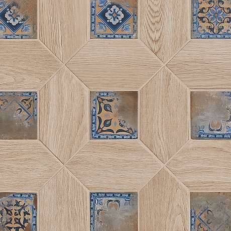 Morocco Oak Beige 4x8 Picket and Medina Multicolor 4x4 Square Matte Porcelain Tile
