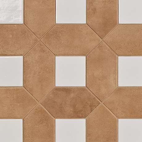 Morocco Terracotta 4x8 Matte Picket and Blanco White 4x4 Glossy Square Porcelain Tile