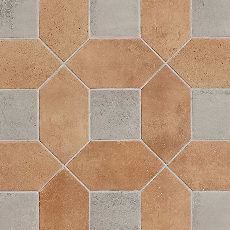 Morocco Terracotta 4x8 Picket and Dove Gray 4x4 Square Matte Porcelain Tile
