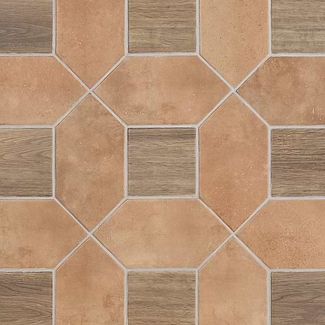 Morocco Terracotta 4x8 Picket and Willow Brown 4x4 Square Matte Porcelain Tile